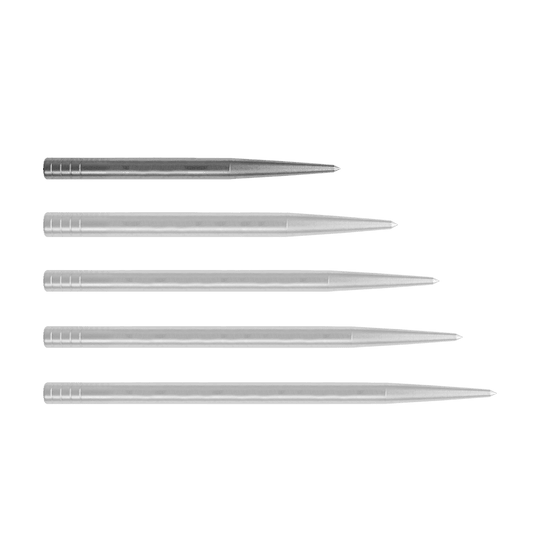 Condor Beak Point Without Cut dart tips Dartspitzen in einheitlicher Form liegen ordentlich nebeneinander. Die Oberfläche ist glänzend.