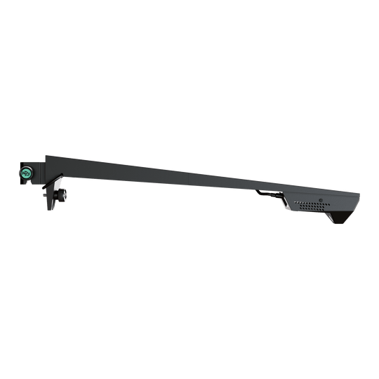 Target VIRT Camera Das Bild zeigt die Target VIRT Kamera, ein schlankes, modernes Kameragerät. Sie hat ein langes, schwarzes Gehäuse mit einem kleinen Kameraelement an einem Ende.