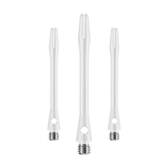 HR374_Harrows_Keramic_Shafts_Weiss_47mm_1vNKI6r9inBQVF Das Bild zeigt drei weiße Harrows Keramic Shafts für Darts. Sie sind in unterschiedlichen Längen dargestellt und haben ein modernes, schlankes Design.