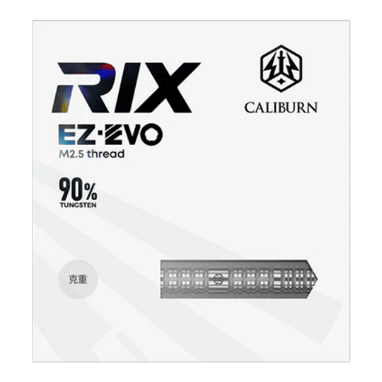 Caliburn Rix EZ-EVO R1 steel darts Zu sehen sind die Caliburn Rix EZ-EVO R1 Steeldarts. Diese Darts zeichnen sich durch ihr modernes Design und ihre hohe Qualität aus.