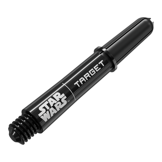 Target Star Wars ProGrip Shafts - Black Das Bild zeigt das Produkt mit dem Dateinamen 380420_Target_StarWars_ProGrip_Shafts_Schwarz_Short_34mm_2. Es handelt sich wahrscheinlich um schwarze, kurze Dartshafts mit Star Wars-Design.