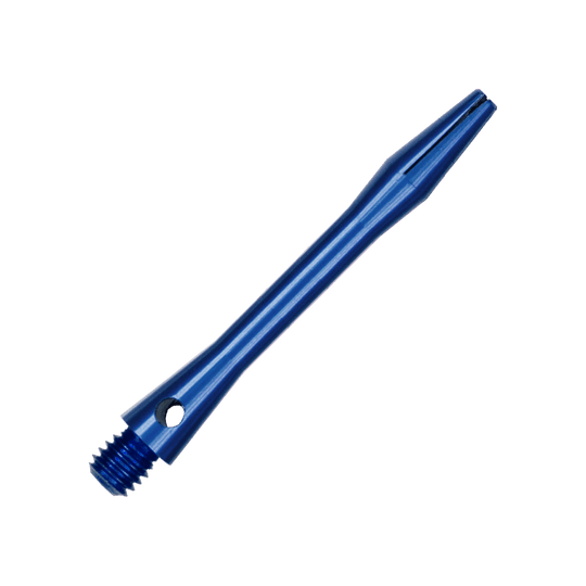 Aluminum Shafts - Blue Ein einzelner blauer Aluminiumschaft ist im Bild zu erkennen. Er ist passend für handelsübliche Dartpfeile.
