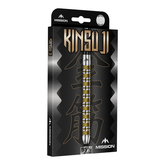 Abgebildet sind die Mission Kinsuji Steeldarts. Der Dartpfeil ist aus nächster Nähe zu sehen.