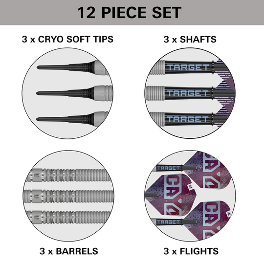 Target Cryo 11 Softdarts Abgebildet ist das Produkt Target Cryo 11 Softdarts. Diese Darts sind speziell für das Softdartspiel entworfen.