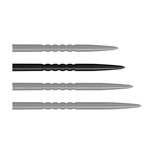 Shot Grip Point steel dart tips - Black Zu sehen sind schwarze Steeldartspitzen. Dies ist das Modell Grip Point in 35 mm Länge.