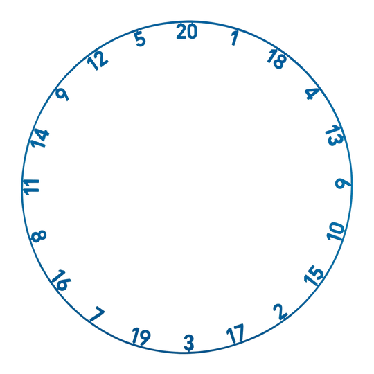 Das Precise 180 Endorphine Steeldartboard mit Nummernring in Arctic Blue ist abgebildet. Das Bild zeigt das Dartboard aus einer anderen Perspektive.
