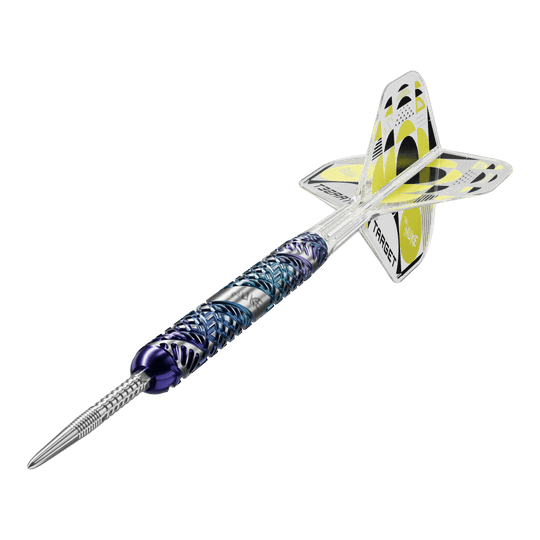 Das Bild zeigt die Target Luke Littler Egde Swiss Point Steeldarts. Die Darts zeichnen sich durch ein filigranes Design und hochwertige Verarbeitung aus.