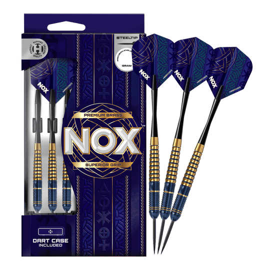 Harrows Nox Premium Brass Steel Darts Abgebildet sind die Harrows Nox Premium Brass Steeldarts. Dieses Produkt zeichnet sich durch hochwertige Verarbeitung aus.