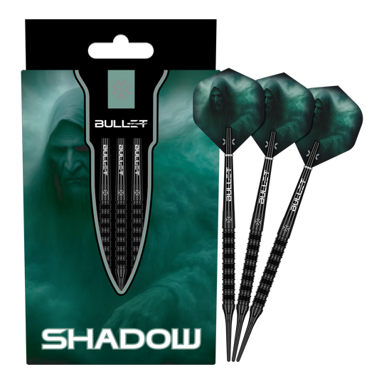 Bullet Shadow Softdarts - 20g Das Foto zeigt die Bullet Shadow Softdarts - 20g in Gesamtansicht. Diese Darts eignen sich bestens zum präzisen Werfen.