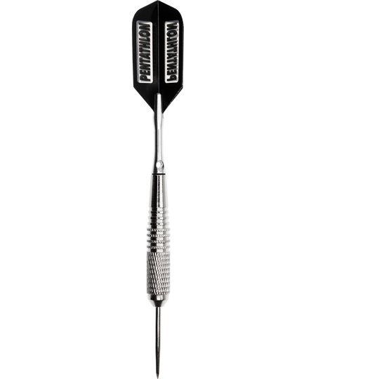 Ama6St-6-St-ck-lose-McDart-Steeldarts-2aBiwahHiHH5lj Das Bild zeigt einen einzelnen Steeldart aus Metall mit schwarzer Flight-Finne. Der Dart gehört zum Produkt "6 Stück lose McDart Steeldarts".