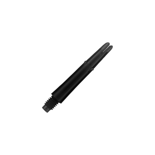 L-L-Style-Shafts Locked Straight - Black Das Bild zeigt einen schwarzen, geraden Dart-Schaft. Der Schaft hat ein Gewinde am unteren Ende und ist 32 mm lang.
