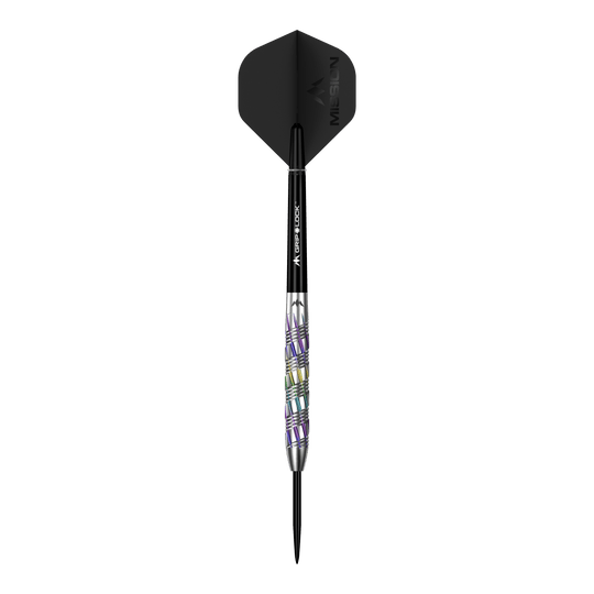 Mission Shuriken Steel Darts Mission Shuriken Steeldarts sind hochwertige Pfeile für das Dartspiel. Auf dem Bild sieht man einen einzelnen Mission Shuriken Steeldart.
