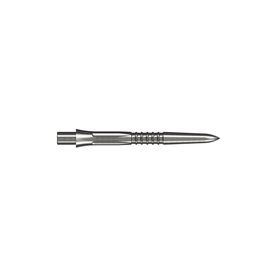 Mission Caliburn EVO dart tips GV1 - silver Das Bild zeigt eine silberne Steeldartspitze mit 26mm Länge. Es handelt sich um Mission Caliburn EVO GV1 Steeldartspitzen.