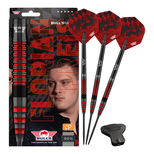Bulls NL Florian Price 90 Convertible Point Steeldarts Abgebildet wird Bulls NL Florian Preis 90 Convertible Point Steeldarts. Das Set ist übersichtlich angeordnet.