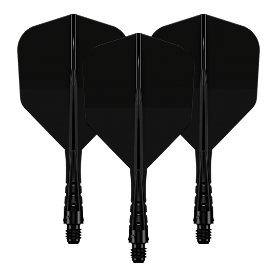Mission Force 90 Vortex No6 Flight Shaft System - Solid Black Auf dem Bild ist ein Flight-Shaft-System der Größe 222mm zu sehen. Es ist schwarz und Teil eines Sets für Dartpfeile.