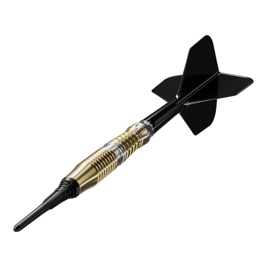 Target Black Marque Enzo Softdarts - 18g sind auf diesem Bild zu sehen. Perfekt ausbalancierte Softdarts für ambitionierte Spieler.