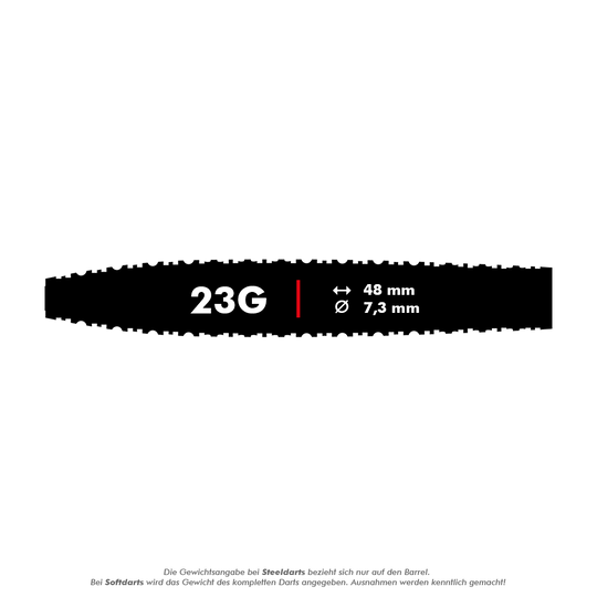 Shot ZEN Missile Turbo Point Steeldarts - 23g Das Bild zeigt die Shot ZEN Missile Turbo Point Steeldarts - 23g. Die Steeldarts sind für das Präzisions-Dartspiel entworfen.