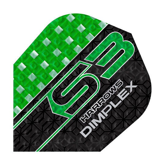 Harrows Dimplex S3 Flights - Green Einer der Harrows Dimplex S3 Flights - No6 ist im Detail abgebildet. Die Seitenkanten sind deutlich sichtbar.