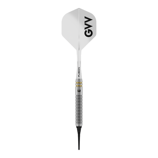 Winmau Gian Van Veen W-MAX soft darts - 18g Das Bild zeigt Winmau Gian Van Veen W-MAX Softdarts mit 18 Gramm. Die Darts sind im Profil dargestellt.