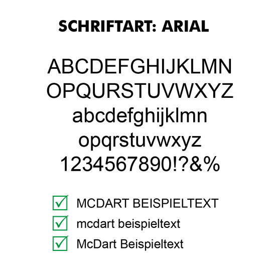 Flightdruck_Schriftart_ArialqyRNF91eddM9l Auf dem Bild wird die Schriftart Arial vorgestellt. Es sind Großbuchstaben, Kleinbuchstaben, Zahlen, Sonderzeichen und Beispieltexte in verschiedenen Schreibweisen zu sehen.