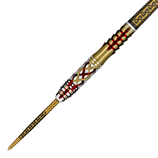 Shot Goths Alaric Turbo Point Steel Darts - 23g Auf dem Bild sind Shot Goths Alaric Turbo Point Steeldarts mit einem Gewicht von 23g zu sehen. Diese Darts sind ideal für den Einsatz am Steeldartboard.