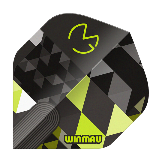 Winmau Prism Delta MvG Logo Green No2 Standard Flights Das Bild zeigt Winmau Prism Delta MvG Logo Green No2 Standard Flights. Es handelt sich um ein Set Flight-Aufsetzer.