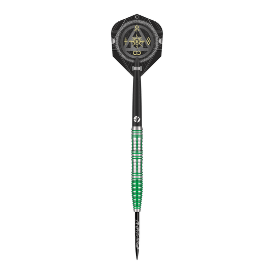 Gezeigt werden die Shot Alchemy Mythril Steeldarts. Sie sind beliebt bei professionellen und Freizeitspielern.