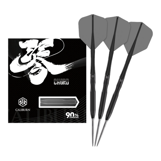 Caliburn Chord C1 steel darts - 21.5g Dieses Bild zeigt den Caliburn Chord C1 Steeldart mit 21,5g in voller Länge. Der Pfeil ist klar und detailliert dargestellt.