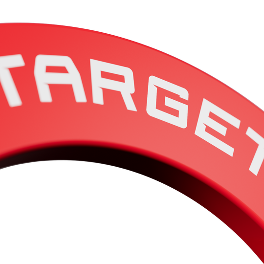 Das Produkt zeigt eine rote Dartboard-Umrandung. Die Perspektive kommt von oben.