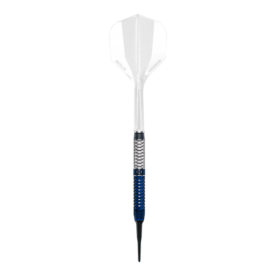 Dieses Bild zeigt einen Harrows GEO Parallel Softdart in Großaufnahme. Das Produkt steht für Genauigkeit und Qualität beim Dartsport.