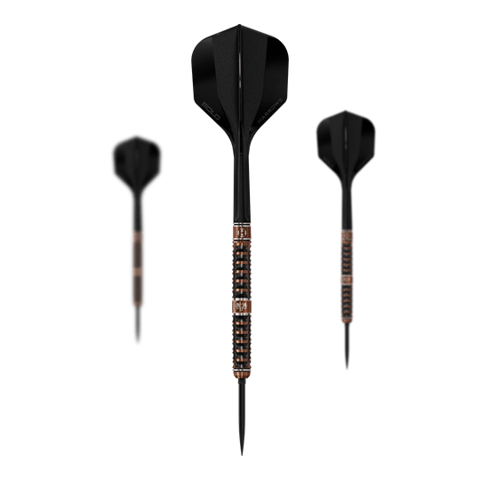 Harrows Tungsten Trinity Quick Point Steel Darts Das Bild zeigt die Harrows Wolfram Trinity Quick Point Steeldarts. Ein Satz Steeldarts mit moderner Optik ist abgebildet.
