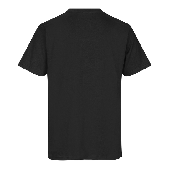 Barrels and Shafts T-Shirt - Black Dies ist ein einfaches schwarzes T-Shirt. Auf dem Bild ist die Rückseite des T-Shirts zu sehen.