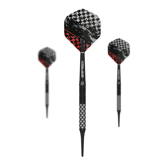 GOAT Finish Line Soft Darts - 20g Das Bild zeigt die GOAT Finish Line Tungsten Softdarts mit einem Gewicht von 20g. Die Darts sind für das Softdartspiel konzipiert.