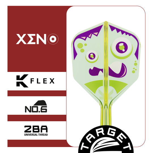 Das Bild zeigt die Target Japan K-Flex Xeno No6 Flights. Dies sind Dartflights mit modernem Design.