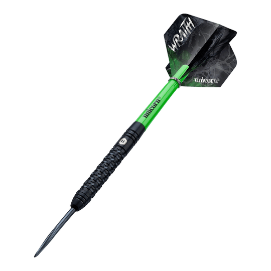 Unicorn Wraith steel darts Mehrere Unicorn Wraith Steeldarts liegen eng nebeneinander. Details der Oberfläche zeigen sich deutlich.