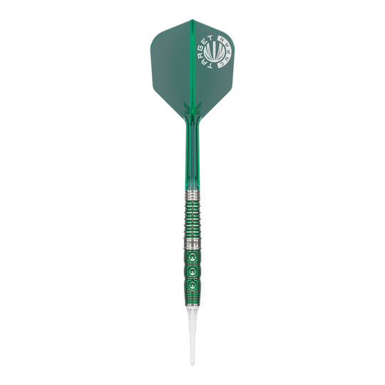 Abgebildet ist das Modell Target Japan Prime Series Motomu Sakai Xeno GEN1 Softdarts - 19g. Diese Darts sind für ihre Zuverlässigkeit und Präzision bekannt.