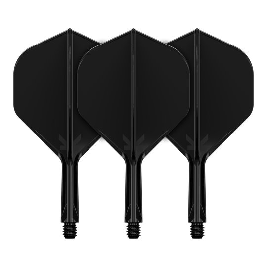 Target K-Flex No2 Standard Flight System - Black Abgebildet ist ein Produkt mit dem Namen 410019_Target_K-Flex_No2_Standard_Flights_Schwarz_19mm_2. Es handelt sich wahrscheinlich um schwarze Standard-Flights für Darts.