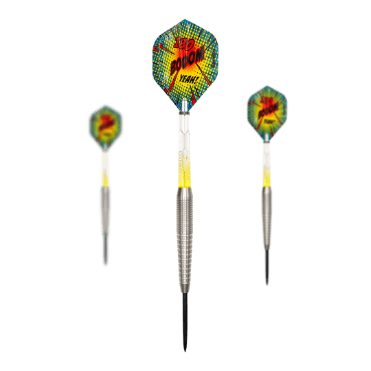 Karella Comic Line CL-5 steel darts - 21g Abgebildet wird das Set Karella Comic Line CL-5 Steeldarts - 21g. Das Set beinhaltet mehrere Steeldarts mit Comic-Motiv.