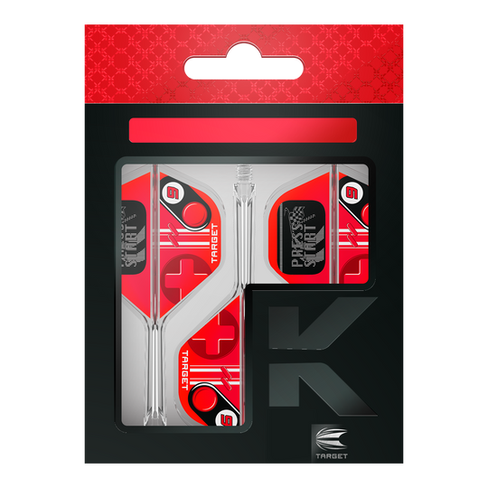 Abgebildet sind die Target K-Flex Press Start No2 Standard Flights. Es handelt sich um stabile Dartflights in Standardform.