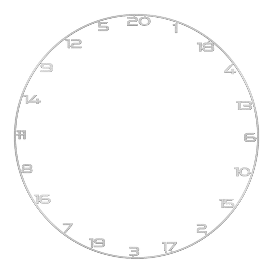Bullet Dartboard Number Ring Das Bild zeigt einen Dartboard-Zahlenring in Silber. Der Zahlenring eignet sich zur Anzeige der Punktebereiche am Dartboard.