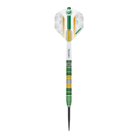 Winmau Xenon Steeldarts Ein einzelner Winmau Xenon Steeldart ist aus nächster Nähe abgebildet. Der Schaft ist schmal geformt.
