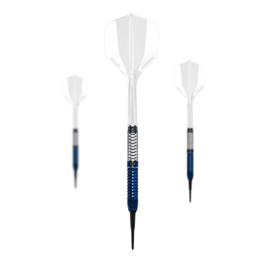 Hier sind die Harrows GEO Parallel Softdarts als Set abgebildet. Das Set eignet sich ideal für Einsteiger und fortgeschrittene Spieler.