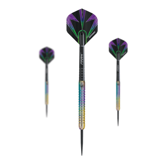 Winmau Foxfire Urban steel darts Ein Set der Winmau Foxfire Urban Steeldarts ist hier abgebildet. Das Produkt besteht aus mehreren Darts.