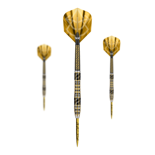 Shot Alchemy Auro Steeldarts Auf dem Bild sind die Shot Alchemy Auro Steeldarts als komplettes Set abgebildet. Das Set unterstreicht die besondere Gestaltung der Steeldarts.