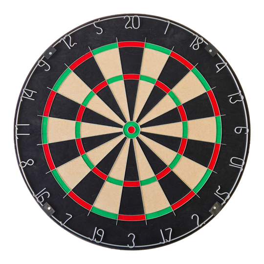 Das Bild zeigt ein Dartboard mit Wunschtext. Das Produkt ist rund und hat einen traditionellen silbernen Ring.