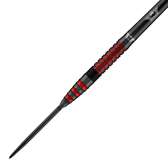 Gezeigt werden Bulls NL Florian Preis 90 Convertible Point Steeldarts. Das Set eignet sich für Darts-Spieler.