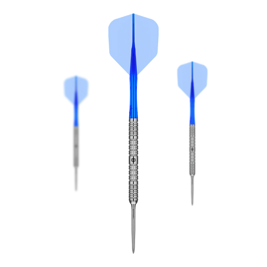 Caliburn Rix EZ-EVO R1 steel darts Auf diesem Bild sieht man die Caliburn Rix EZ-EVO R1 Steeldarts im Set. Die Steeldarts sind zusammen angeordnet.