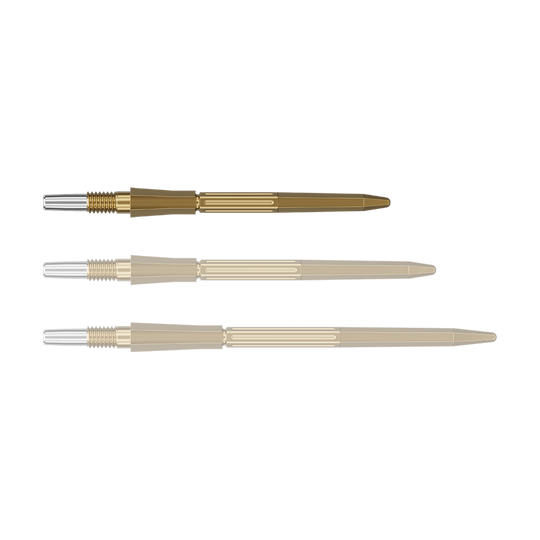Target Elysian Archetype 43 Swiss Point Steel Dart Tips - Gold Auf dem Foto sind goldfarbene SwissPoint Dartspitzen mit 30 mm Länge zu sehen. Die Dartspitzen sind für Zielgenauigkeit beim Dartspiel entwickelt.
