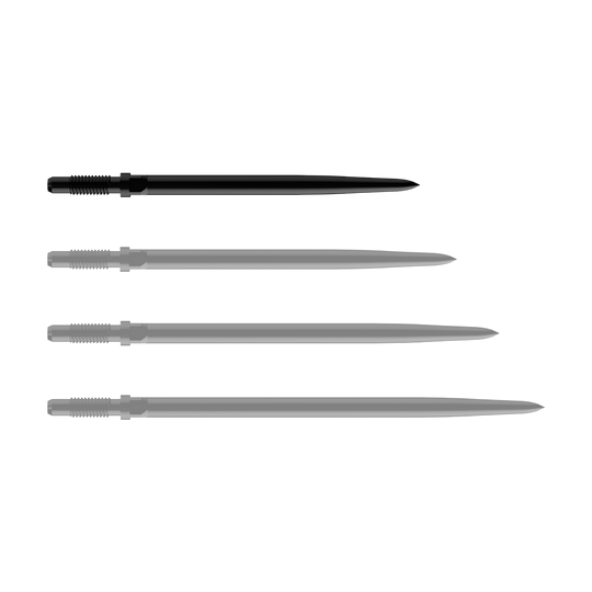 Bulls NL Convertible Point Dart Tips - Smooth - Black Gezeigt sind BullsNL Convertible Points Smooth in Schwarz mit einer Länge von 32 mm. Die Produktspitzen sind einzeln zu sehen.