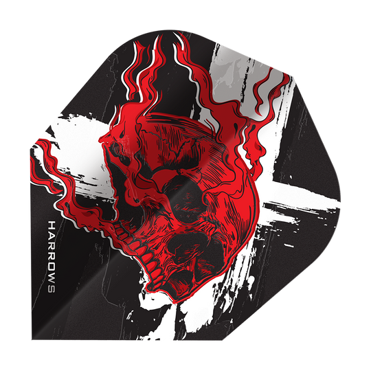 Harrow's Ryan Searle Heavy Metal No6 Flights Auf dem Bild sind Harrows Ryan Searle Heavy Metal No6 Flights dargestellt. Die Flights sind bekannt für ihre hohe Qualität und das markante Design.